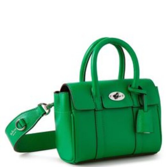MULBERRY MINI BAYSWATER TOTE/CROSSBODY GREEN PEBBLE LEATHER - Picture 1 of 12